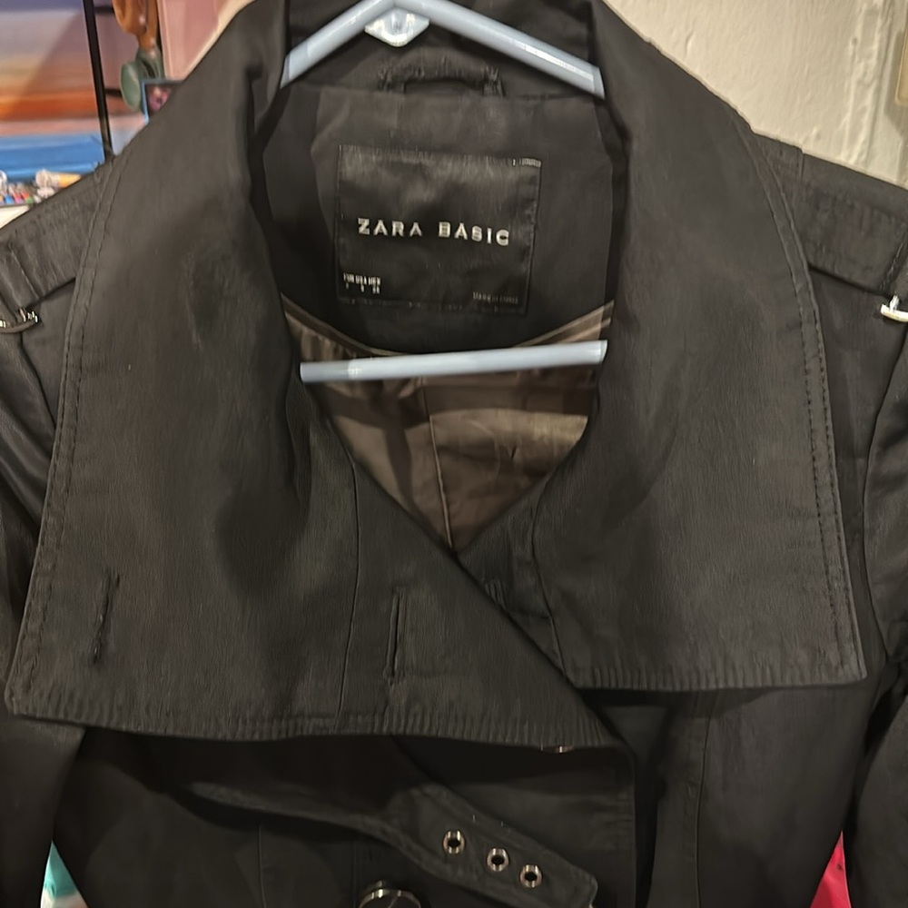Zara Basic Women's Double Breasted Black Trench C… - image 7